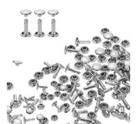 sourcing map 100 Sets Double Cap Rivets 7x10mm Carbon Steel Round Head Snaps Studs Fasteners Tubular Metal Studs for Leather Craft Repairs Decoration, Silver