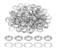 sourcing map 100 Sets Grommets Eyelets, 10mm Brass Self Backing Eyelets Metal Eyelet with Washers for Belts, Shoes, Clothes, Bead Cores, DIY Project, Silver Tone