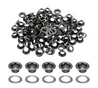 sourcing map 100 Sets Grommets Eyelets, 4.5mm Brass Self Backing Eyelets Metal Eyelet with Washers for Belts, Shoes, Clothes, Bead Cores, DIY Project, Black