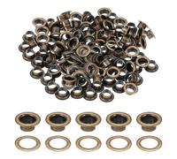sourcing map 100 Sets Grommets Eyelets, 4.5mm Brass Self Backing Eyelets Metal Eyelet with Washers for Belts, Shoes, Clothes, Bead Cores, DIY Project, Bronze