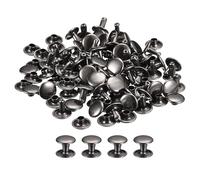 sourcing map 100 Sets Leather Rivets, 12x10mm Double Cap Rivets Metal Studs Rivet for Leather Craft Repair DIY Purse Belts Bags Shoes, Gun-Black