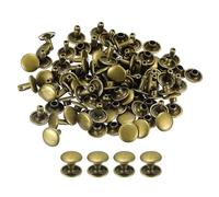 sourcing map 100 Sets Leather Rivets, 12x10mm Double Cap Rivets Metal Studs Rivet for Leather Craft Repair DIY Purse Belts Bags Shoes, Bronze Tone