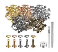 sourcing map 100 Sets Leather Rivets 6mm x 10mm Metal Double Cap Rivet Snaps Studs Fasteners with 3pcs Setting Tools Rivets for Leather Craft DIY Repair Decoration, Multi Colors