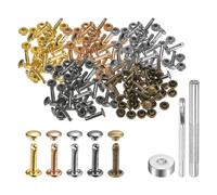 sourcing map 100 Sets Leather Rivets 6mm x 12mm Metal Double Cap Rivet Snaps Studs Fasteners with 3pcs Setting Tools Rivets for Leather Craft DIY Repair Decoration, Multi Colors