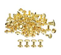 sourcing map 100 Sets Leather Rivets, 8mm Double Cap Rivets 10mm Height Metal Studs Rivet for Leather Craft Repair DIY Purse Belts Bags Shoes, Gold Tone