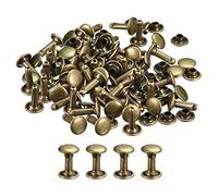 sourcing map 100 Sets Leather Rivets, 8mm Double Cap Rivets 12mm Height Metal Studs Rivet for Leather Craft Repair DIY Purse Belts Bags Shoes, Bronze Tone