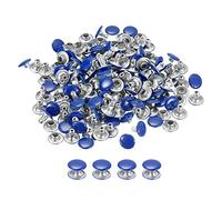 sourcing map 100 Sets Leather Rivets, 8mm Double Cap Rivets 7mm Height Metal Studs Rivet for Leather Craft Repair DIY Purse Belts Bags Shoes, Dark Blue