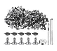 sourcing map 100 Sets Leather Rivets 8mm x 10mm Metal Double Cap Rivet Snaps Studs Fasteners with 3pcs Setting Tools Rivets for Leather Craft DIY Repair Decoration, Matte Black