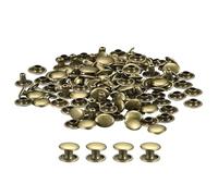 sourcing map 100 Sets Leather Rivets, 8x6mm Double Cap Rivets Metal Studs Rivet for Leather Craft Repair DIY Purse Belts Bags Shoes, Bronze Tone