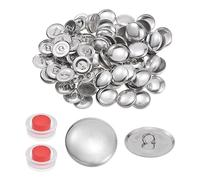 sourcing map 100 Sets Self Cover Button Kit 36L 0.9" 23mm with Wire Backs Aluminum Buttons to Cover Fabric Button Maker Covered Buttons Kit with 2 Tools for DIY Cloth Home Decor Sewing