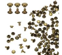 sourcing map 100 Sets Single Cap Rivets 4mm Carbon Steel Round Head Snaps Studs Fasteners Tubular Metal Studs for Leather Craft Repairs Decoration, Bronze