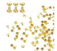 sourcing map 100 Sets Single Cap Rivets 4mm Carbon Steel Round Head Snaps Studs Fasteners Tubular Metal Studs for Leather Craft Repairs Decoration, Gold