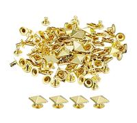 sourcing map 100 Sets Spike Rivet, 10mm Pyramid Rapid Rivet Studs Square Punk Spikes Leathercraft Decoration for Clothing Belts Bags Shoes, Gold Tone