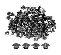 sourcing map 100 Sets Spike Rivet, 10mm Pyramid Rapid Rivet Studs Square Punk Spikes Leathercraft Decoration for Clothing Belts Bags Shoes, Gun-Black