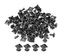 sourcing map 100 Sets Spike Rivet, 7mm Pyramid Rapid Rivet Studs Square Punk Spikes Leathercraft Decoration for Clothing Belts Bags Shoes, Gun-Black