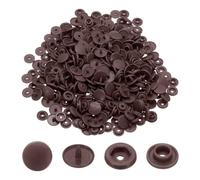 sourcing map 100 Sets T5 Resin Plastic Snaps, Glossy Round Resin Fasteners No-Sew Snap Buttons Kit for Fabric Sewing, Crafts, Clothing, Bags (Dark Coffee)