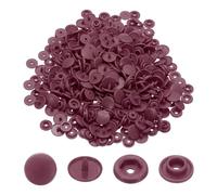sourcing map 100 Sets T5 Resin Plastic Snaps, Glossy Round Resin Fasteners No-Sew Snap Buttons Kit for Fabric Sewing, Crafts, Clothing, Bags (Wine Red)