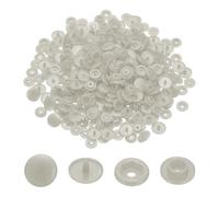 sourcing map 100 Sets T5 Resin Plastic Snaps, Glossy Round Resin Fasteners No-Sew Snap Buttons Kit for Fabric Sewing, Crafts, Clothing, Bags (Light Gray)