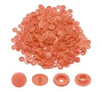 sourcing map 100 Sets T5 Resin Plastic Snaps, Glossy Round Resin Fasteners No-Sew Snap Buttons Kit for Fabric Sewing, Crafts, Clothing, Bags (Coral Red)