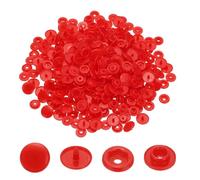 sourcing map 100 Sets T5 Resin Plastic Snaps, Glossy Round Resin Fasteners No-Sew Snap Buttons Kit for Fabric Sewing, Crafts, Clothing, Bags (Red)