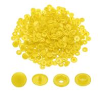 sourcing map 100 Sets T5 Resin Plastic Snaps, Glossy Round Resin Fasteners No-Sew Snap Buttons Kit for Fabric Sewing, Crafts, Clothing, Bags (Yellow)