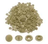 sourcing map 100 Sets T5 Resin Plastic Snaps, Glossy Round Resin Fasteners No-Sew Snap Buttons Kit for Fabric Sewing, Crafts, Clothing, Bags (Khaki)