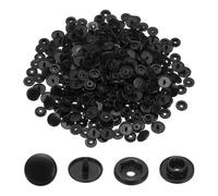 sourcing map 100 Sets T5 Resin Plastic Snaps, Glossy Round Resin Fasteners No-Sew Snap Buttons Kit for Fabric Sewing, Crafts, Clothing, Bags (Black)