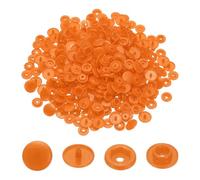 sourcing map 100 Sets T5 Resin Plastic Snaps, Glossy Round Resin Fasteners No-Sew Snap Buttons Kit for Fabric Sewing, Crafts, Clothing, Bags (Orange)