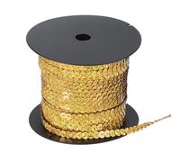 sourcing map 100 Yard Flat Sequin Strip, 6mm Paillette Sequins String Ribbon Roll Spangle Flat Sequin Strip for Crafts Embellishments Sewing Costume Accessories, Laser Gold