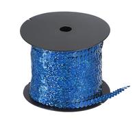 sourcing map 100 Yard Flat Sequin Strip, 6mm Paillette Sequins String Ribbon Roll Spangle Flat Sequin Strip for Crafts Embellishments Sewing Costume Accessories, Laser Blue