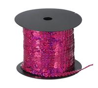 sourcing map 100 Yard Flat Sequin Strip, 6mm Paillette Sequins String Ribbon Roll Spangle Flat Sequin Strip for Crafts Embellishments Sewing Costume Accessories, Laser Rose Red