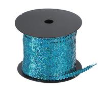 sourcing map 100 Yard Flat Sequin Strip, 6mm Paillette Sequins String Ribbon Roll Spangle Flat Sequin Strip for Crafts Embellishments Sewing Costume Accessories, Laser Lake Blue