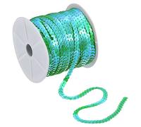 sourcing map 100 Yards 6mm Flat Sequin Strip Spangle Paillette String Ribbon Roll Sequin Trim for Sewing Crafts Costume Embellishments, Clear Green