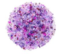 Sourcing Map 1000 Pcs Glass Seed Bugle Beads 1-4mm Mini Loose Spacer for DIY Earrings, Necklaces, Bracelets, Jewelry Making, Purple