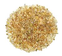 Sourcing Map 1000 Pcs Gold Glass Bugle Beads, 1-4mm, Round, CRAFT_BEAD, Mixed, DIY Jewelry Making, Earrings, Necklaces, Bracelets, Accessories