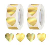 sourcing map 1000 Pcs Heart Shaped Sticker 1 Inch Self-Adhesive Love Sticker Label Heart Decorations for Envelope,Valentine Day,Wedding Party, Metallic Shape Golden