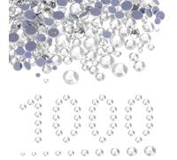 sourcing map 1000 Pcs Hotfix Rhinestones, 1.4mm-6.6mm Flatback Crystal Glass Gems with Clear Bag Nail Art Kit for Crafts Clothes DIY Decoration 10 Sizes (SS6-SS20 Set,White)
