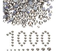 sourcing map 1000 Pcs Hotfix Rhinestones, 1.4mm-6.6mm Flatback Crystal Glass Gems with Clear Bag Nail Art Kit for Crafts Clothes DIY Decoration 10 Sizes (SS6-SS20 Set,Grey)