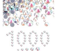 sourcing map 1000 Pcs Hotfix Rhinestones, 2mm-6.6mm Flatback Crystal Glass Gems with Clear Bag Nail Art Kit for Crafts Clothes DIY Decoration 5 Sizes (SS6-SS20 Set,White Blue AB)