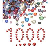 sourcing map 1000 Pcs Hotfix Rhinestones, 2mm-6.6mm Flatback Crystal Glass Gems with Clear Bag Nail Art Kit for Crafts Clothes DIY Decoration 5 Sizes (SS6-SS20 Set,Mix Color)