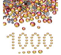 sourcing map 1000 Pcs Hotfix Rhinestones, 2mm-6.6mm Flatback Crystal Glass Gems with Clear Bag Nail Art Kit for Crafts Clothes DIY Decoration 5 Sizes (SS6-SS20 Set,Orange Red AB)