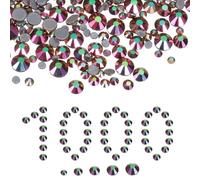 sourcing map 1000 Pcs Hotfix Rhinestones, 2mm-6.6mm Flatback Crystal Glass Gems with Clear Bag Nail Art Kit for Crafts Clothes DIY Decoration 5 Sizes (SS6-SS20 Set,Rose Red AB)