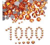 sourcing map 1000 Pcs Hotfix Rhinestones, 2mm-6.6mm Flatback Crystal Glass Gems with Clear Bag Nail Art Kit for Crafts Clothes DIY Decoration 5 Sizes (SS6-SS20 Set,Orange Red)