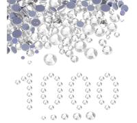 sourcing map 1000 Pcs Hotfix Rhinestones, 2mm-6.6mm Flatback Crystal Glass Gems with Clear Bag Nail Art Kit for Crafts Clothes DIY Decoration 5 Sizes (SS6-SS20 Set,White)