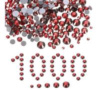 sourcing map 1000 Pcs Hotfix Rhinestones, 2mm-6.6mm Flatback Crystal Glass Gems with Clear Bag Nail Art Kit for Crafts Clothes DIY Decoration 5 Sizes (SS6-SS20 Set,Dark Red)