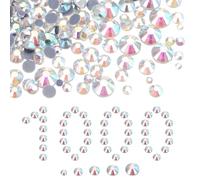 sourcing map 1000 Pcs Hotfix Rhinestones, 2mm-6.6mm Flatback Crystal Glass Gems with Clear Bag Nail Art Kit for Crafts Clothes DIY Decoration 5 Sizes (SS6-SS20 Set,White AB)