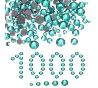 sourcing map 1000 Pcs Hotfix Rhinestones, 2mm-6.6mm Flatback Crystal Glass Gems with Clear Bag Nail Art Kit for Crafts Clothes DIY Decoration 5 Sizes (SS6-SS20 Set,Blue)