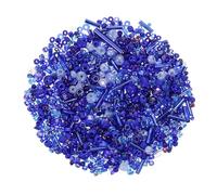Sourcing Map 1000 Pcs Mixed Glass Seed Beads, 1-4mm Bugle and Mini Loose Spacer for DIY Earrings, Necklaces, Bracelets, Jewelry Making, Dark Blue