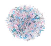 sourcing map 1000 Pcs Mixed Glass Seed Beads, 2-7mm Mini Loose Glass Bugle Beads for DIY Earrings, Necklaces, Bracelets, Jewelry Making, Blue and Pink