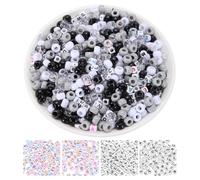 sourcing map 1000 Pcs Pony Beads 6 x 9 mm Acrylic Friendship Bracelet Making Kit with Letter Bead for DIY Jewelry Making Necklace Supplies Keychains Arts Crafts, Black/White